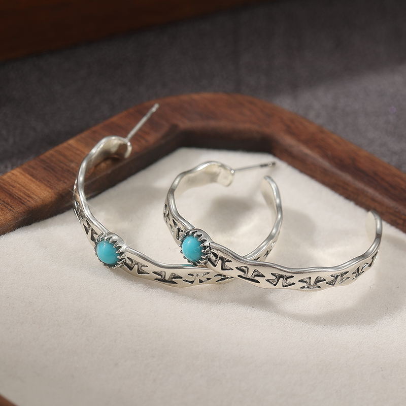 Ethnic Silver Color Blue Stone - Ethnic Fashion Wear For Women 评论和价格