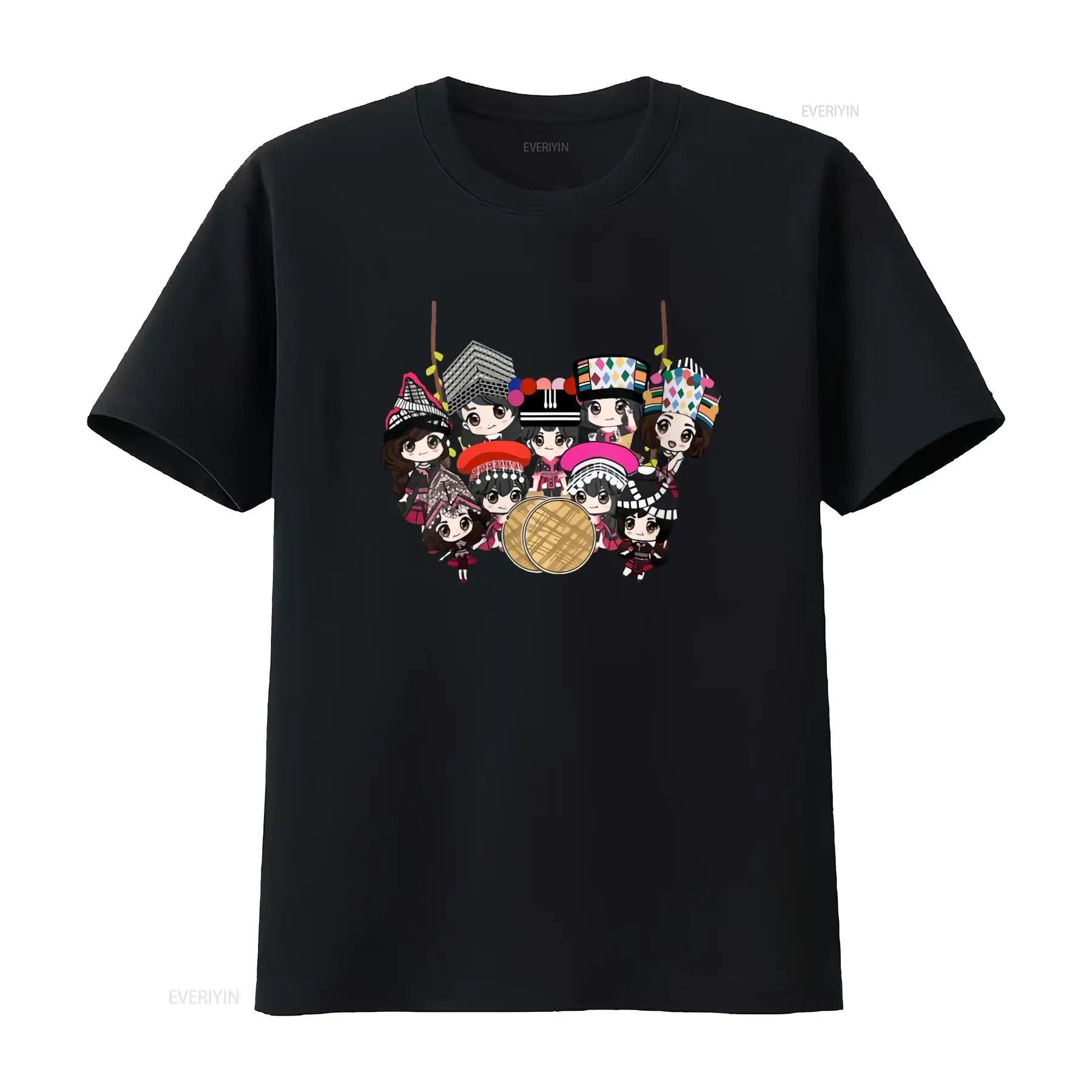 9 Hmong Girls Cartoon Print T  - Ethnic Wear Men'S Fashion 评论和价格