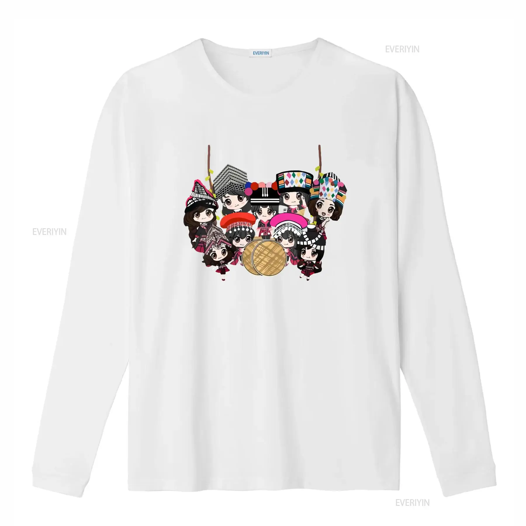 9 Hmong Girls Cartoon Print T  - Ethnic Wear Men'S Fashion 评论和价格