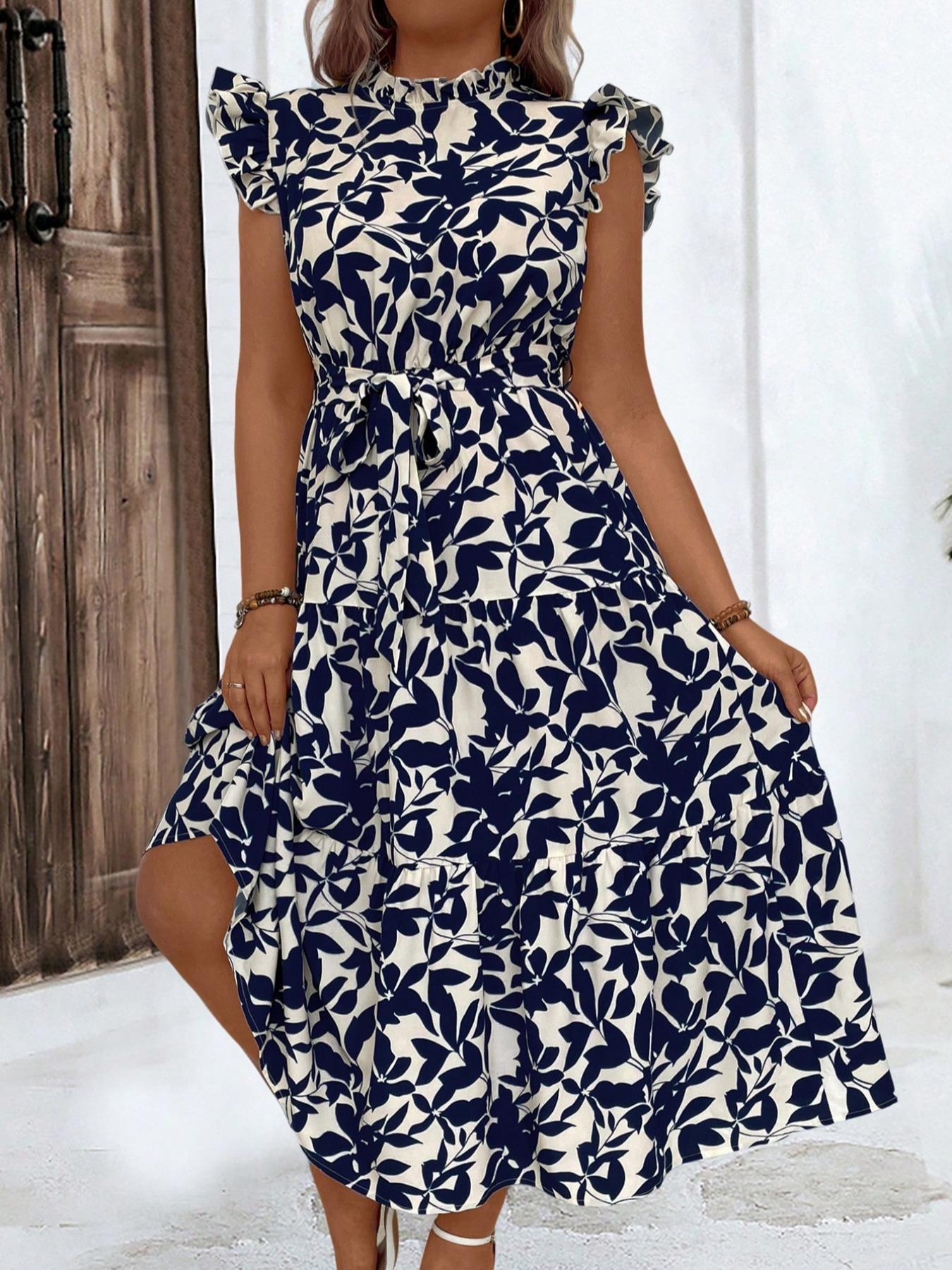 Plus Size Floral Print Ruched  - Ethnic Fashion Dress 评论和价格