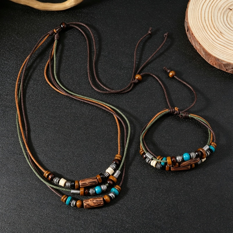 Vintage 2 Layer Faux Leather W - Ethnic Wear Men'S Fashion 评论和价格